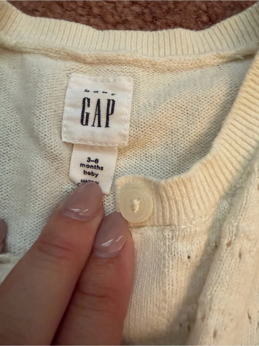 Baby GAP Cream Knit Cardigan and jeans